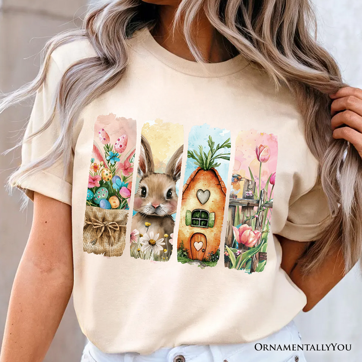 Easter Bunny Floral Brushstroke T-Shirt, Spring Pastel Coquette Tee