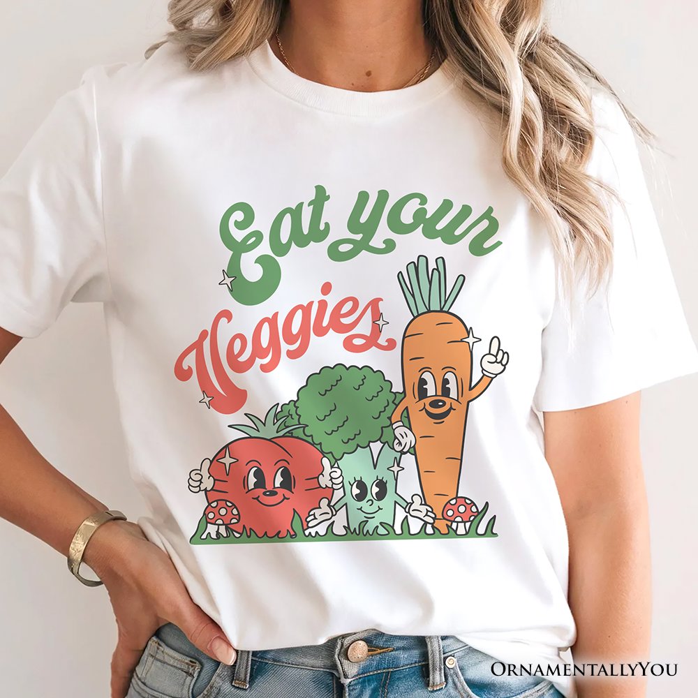 Eat Your Veggies T-Shirt, Retro Cute Farmers Market Veggie Tee T-Shirts OrnamentallyYou 