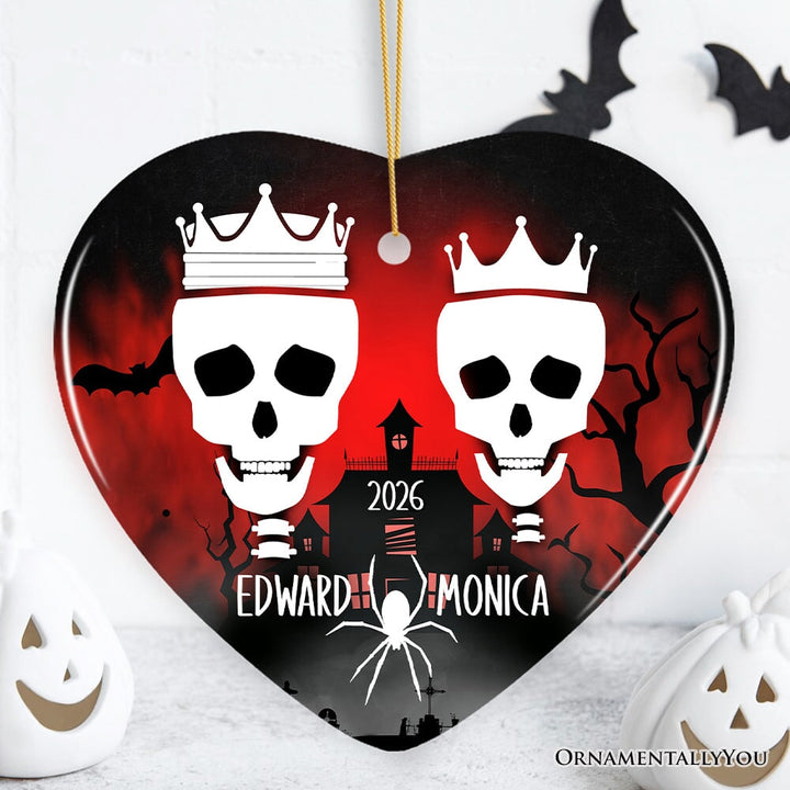 Eternal Love Personalized Couples Skulls Halloween Ornament Ceramic Ornament OrnamentallyYou Heart 