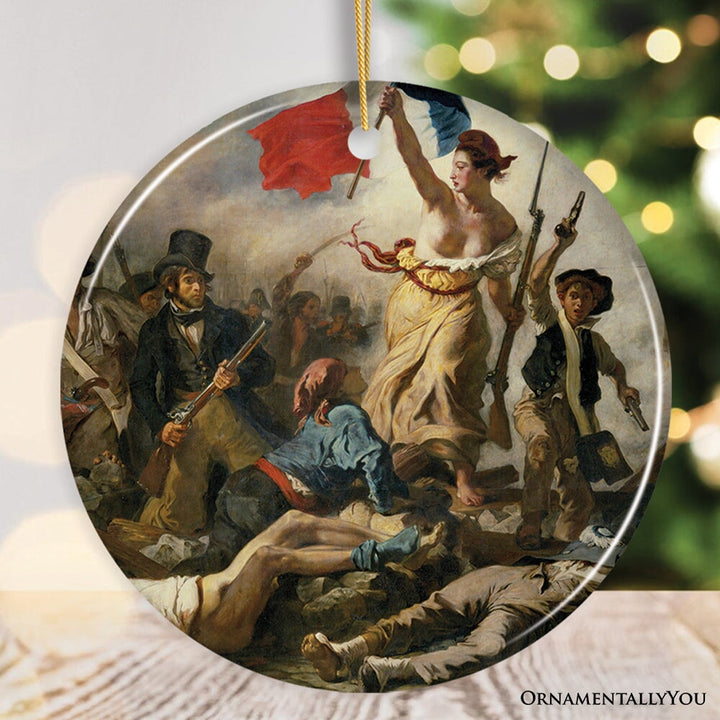 Eugene Delacroix the Liberty Leading the People Ornament, Famous Painting Christmas Decoration Souvenir Ceramic Ornament OrnamentallyYou Circle 