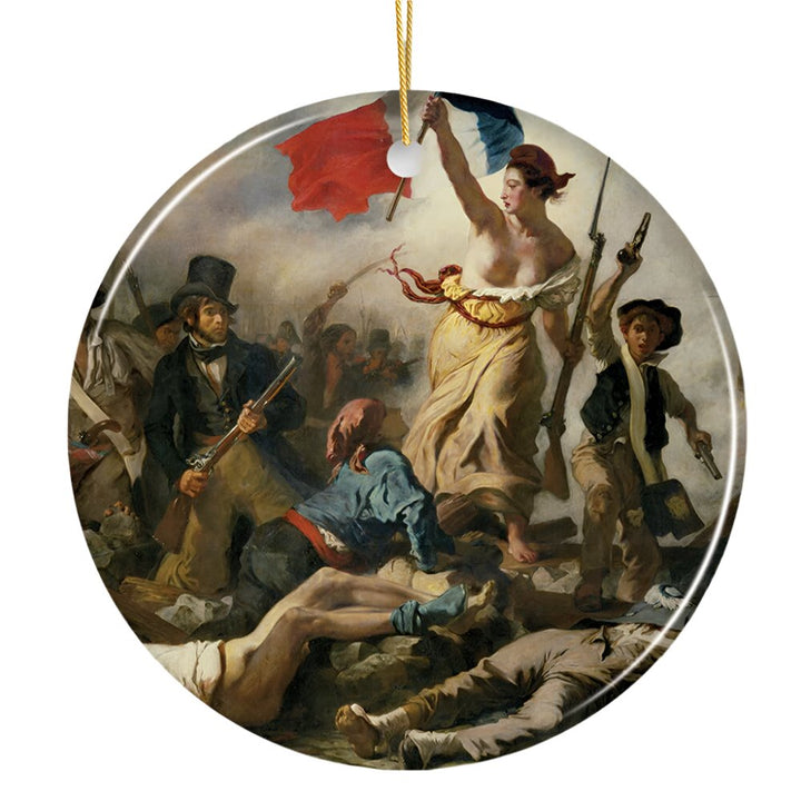 Eugene Delacroix the Liberty Leading the People Ornament, Famous Painting Christmas Decoration Souvenir Ceramic Ornament OrnamentallyYou Circle 