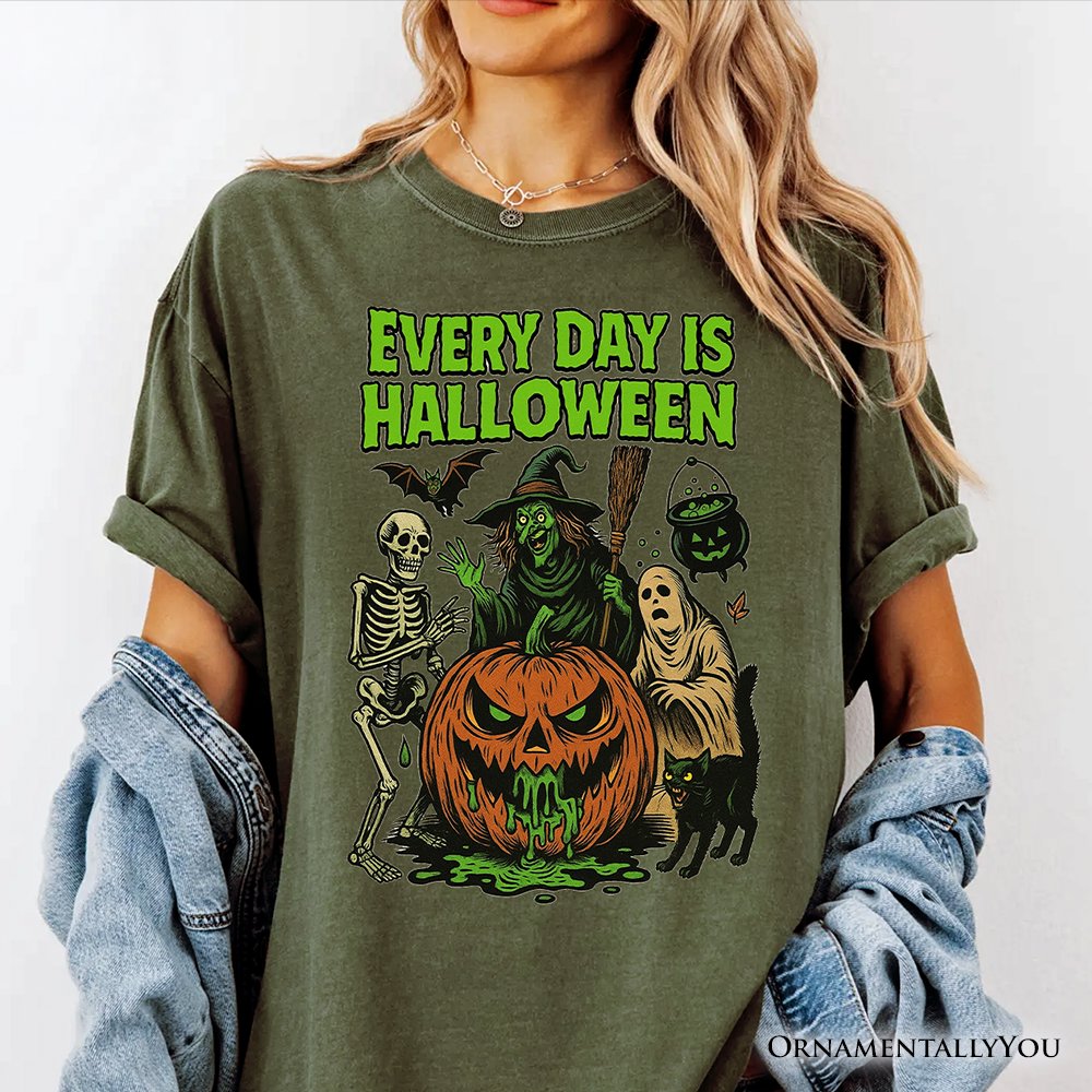 Every Day Is Halloween T-Shirt, Vintage Pumpkin Witch Spooky Tee for Eternal Spook Enthusiasts T-Shirts OrnamentallyYou 