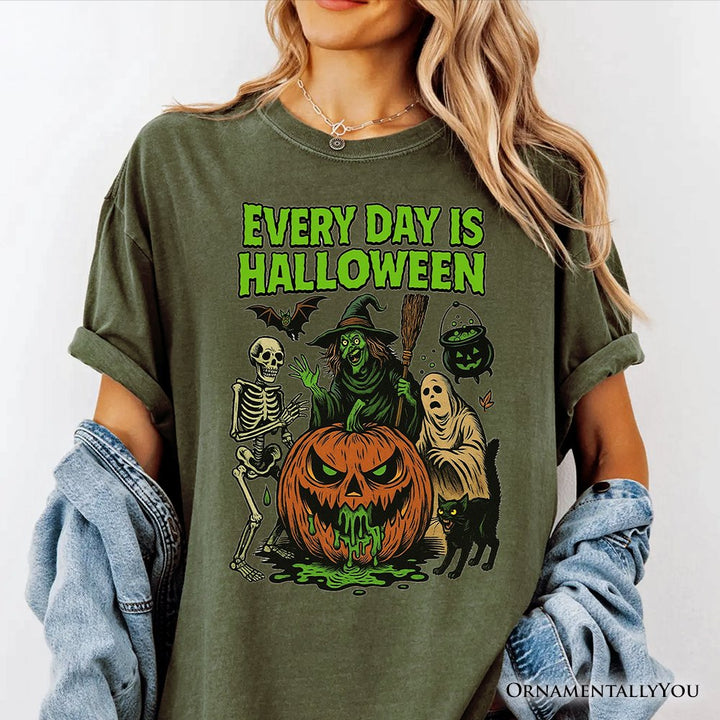 Every Day Is Halloween T-Shirt, Vintage Pumpkin Witch Spooky Tee for Eternal Spook Enthusiasts T-Shirts OrnamentallyYou 