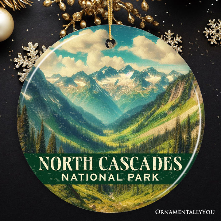 Expansive North Cascades National Park Ornament, Washington Alpine Valley Panorama Christmas Gift and Mountain Wilderness Keepsake