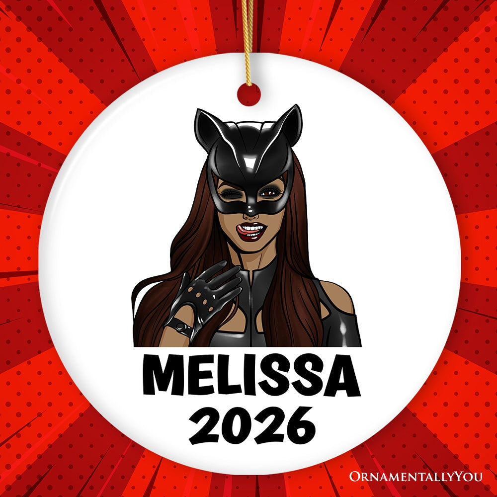 Female Supervillain Custom Comic Style Ornament, Hardcore Punk Badass Emo Gift Ceramic Ornament OrnamentallyYou Circle 