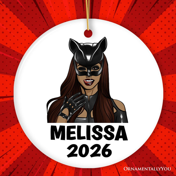 Female Supervillain Custom Comic Style Ornament, Hardcore Punk Badass Emo Gift Ceramic Ornament OrnamentallyYou Circle 