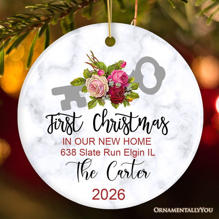 First Christmas in New Home Personalized Ornament Ceramic Ornament OrnamentallyYou Circle 