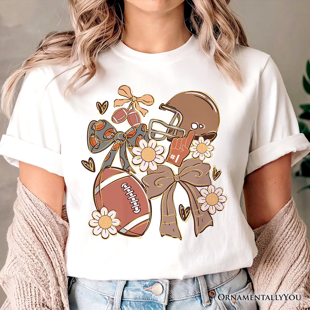 Football Mom Coquette Bow Daisy T-Shirt, Retro Fall Game Day Preppy Tee T-Shirts OrnamentallyYou 