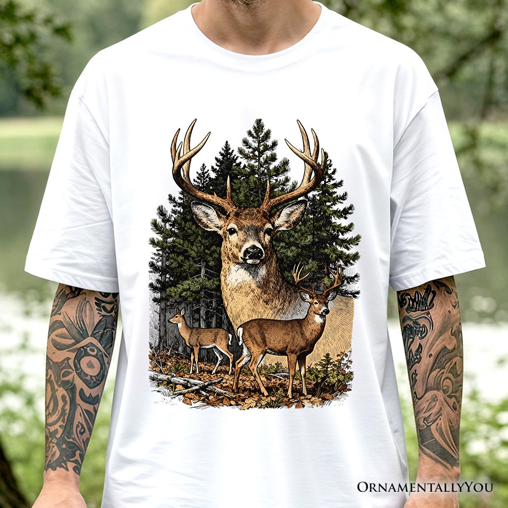 Forest Deers Vintage Grunge T-Shirt, Retro Hunter Tee T-Shirts OrnamentallyYou 