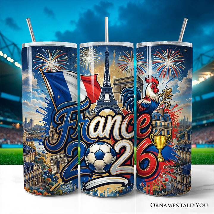 France 2026 Soccer Cup Global Championship 20oz Tumbler With Lid and Stainless Steel Straw, Fans Football Gift Cup