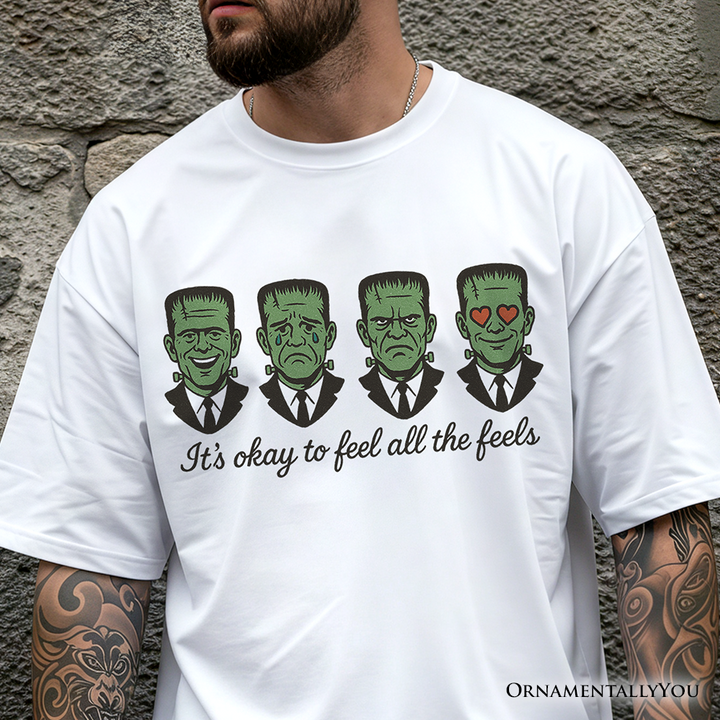 Frankenstein It’s Okay To Feel All The Feels T-Shirt, Funny Mental Health Feelings Tee
