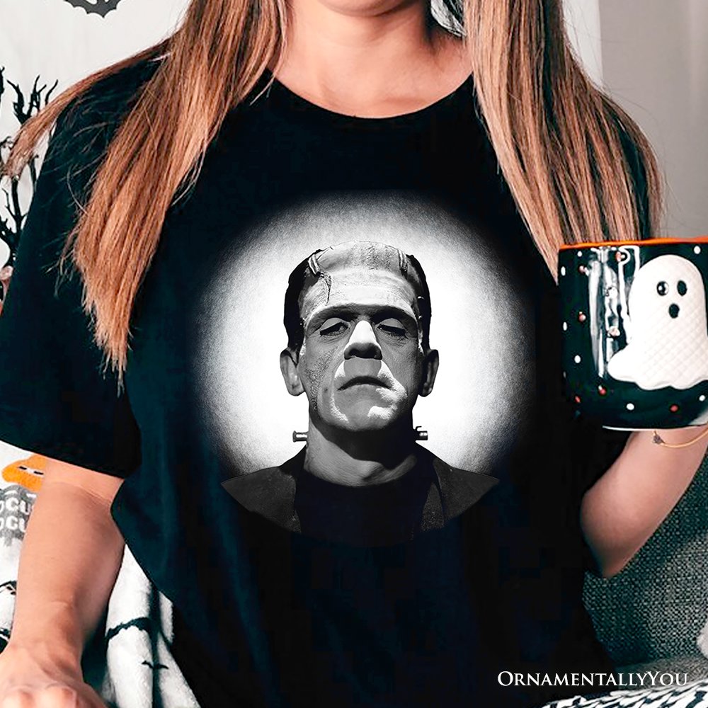Frankenstein Spooky Portrait T-Shirt, Horror Villain Theme Halloween Tee T-Shirts OrnamentallyYou 