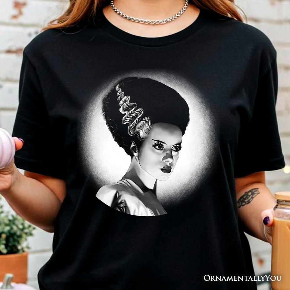 Frankenstein's Bride Spooky Portrait T-Shirt, Horror Villain Theme Halloween Tee T-Shirts OrnamentallyYou 