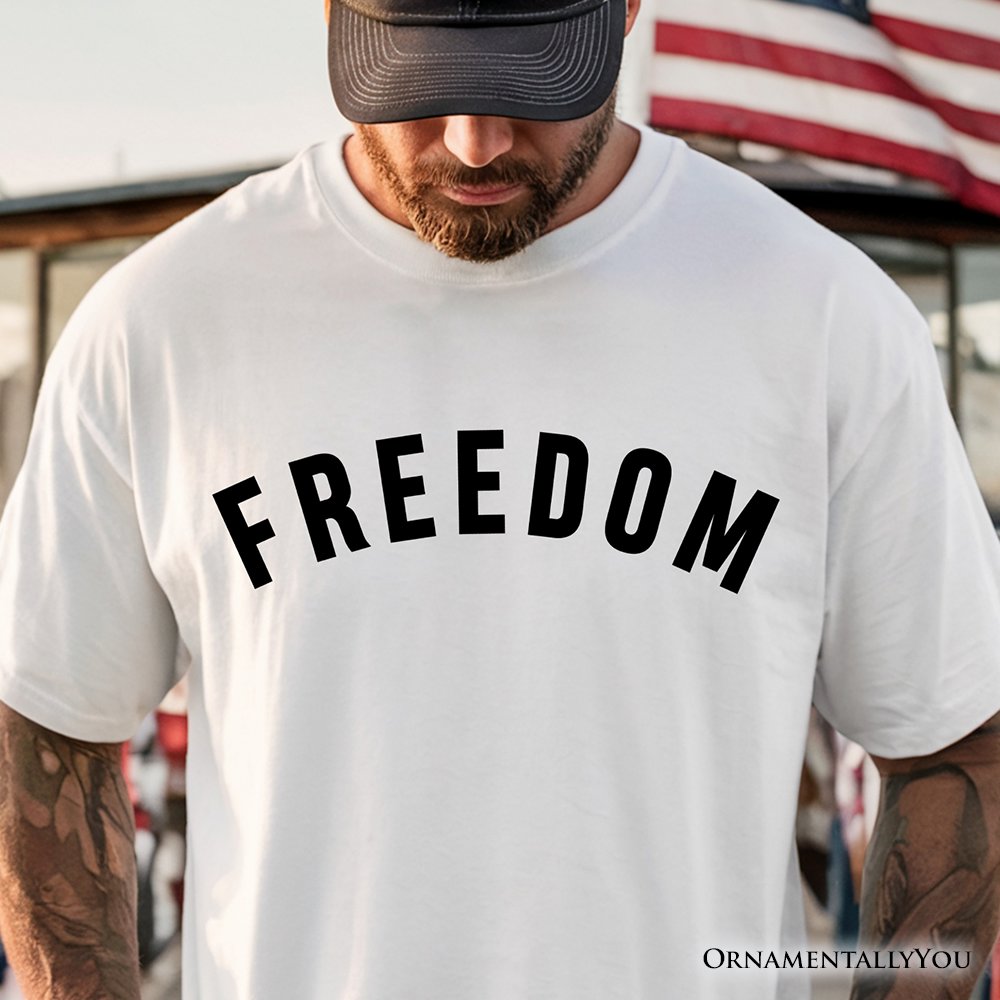 Freedom Patriotic T-Shirt, Minimalist USA Tee for Proud Americans T-Shirts OrnamentallyYou 