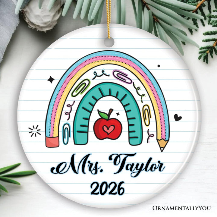 Fun and Playful Custom School Teacher Ornament, Playful Kindergarten and Preschool Gift Ceramic Ornament OrnamentallyYou Circle 