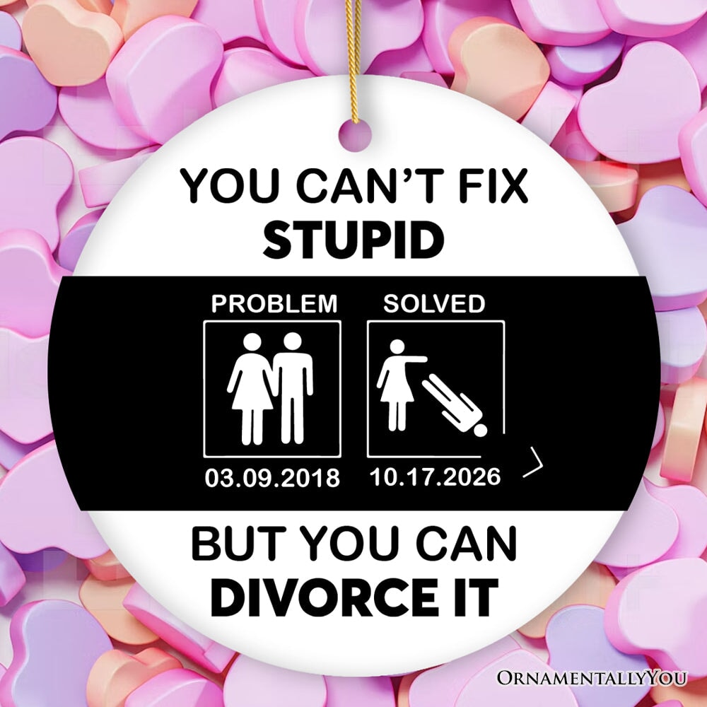 Funny Divorce Party Favors Personalized Gift Ornament, Best Care Package Idea for Her Ceramic Ornament OrnamentallyYou Circle 