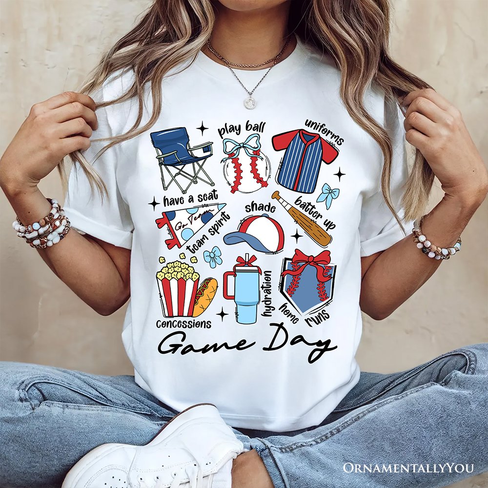 Game Day Baseball T-Shirt, Retro White and Natural Stadium Tee for Sports Fans T-Shirts OrnamentallyYou 