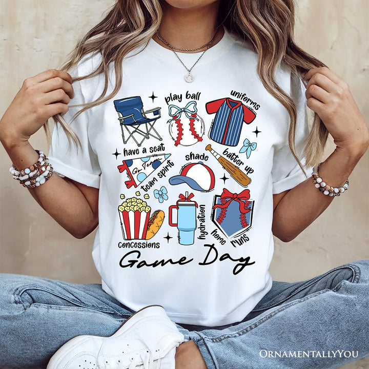 Game Day Baseball T-Shirt, Retro White and Natural Stadium Tee for Sports Fans T-Shirts OrnamentallyYou 