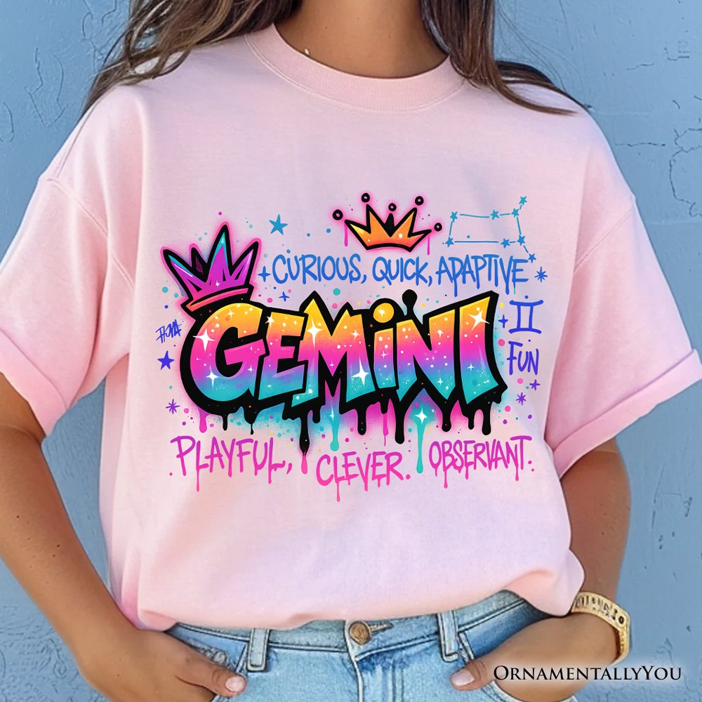 Gemini Graffiti Zodiac T-Shirt, Street Style Astrology Horoscope Tee T-Shirts OrnamentallyYou 