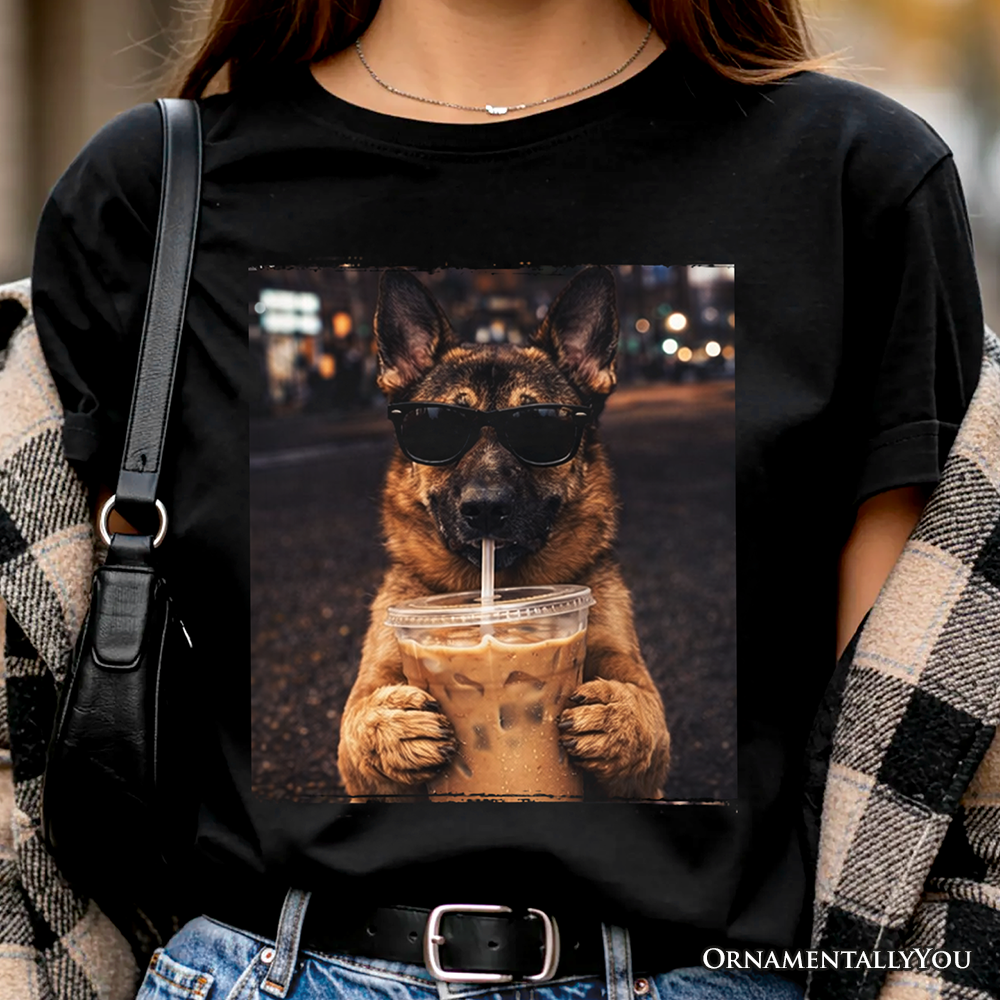 German Shepherd Iced Coffee T-Shirt, Funny Dog Parents Tee