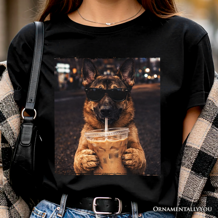 German Shepherd Iced Coffee T-Shirt, Funny Dog Parents Tee
