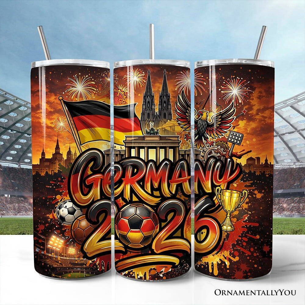 Germany 2026 Soccer Cup Global Championship 20oz Tumbler With Lid and Stainless Steel Straw, Fans Football Gift Cup Tumbler OrnamentallyYou Non-Customized 