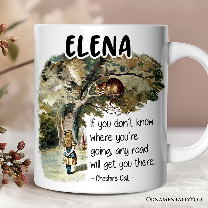 Getting Lost Cheshire Cat Quote Personalized Mug, Vintage Alice's Adventures in Wonderland Personalized Ceramic Mug OrnamentallyYou 
