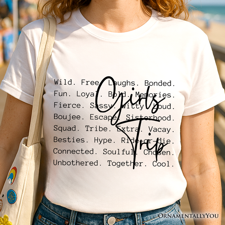 Girls Trip Words T-Shirt, Besties Vacation Memories Tee