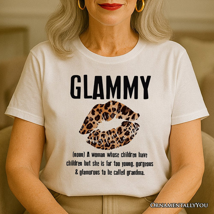 Glammy Leopard Lips T-Shirt, Coquette White Tee for Stylish and Glamorous Grandmas T-Shirts OrnamentallyYou 