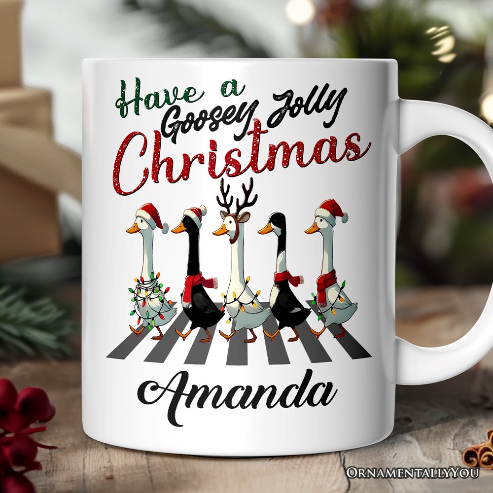 Goosey Jolly Christmas Personalized Mug, Funny Farm Lover Gift with Custom Name Personalized Ceramic Mug OrnamentallyYou 12oz Mug Customized 