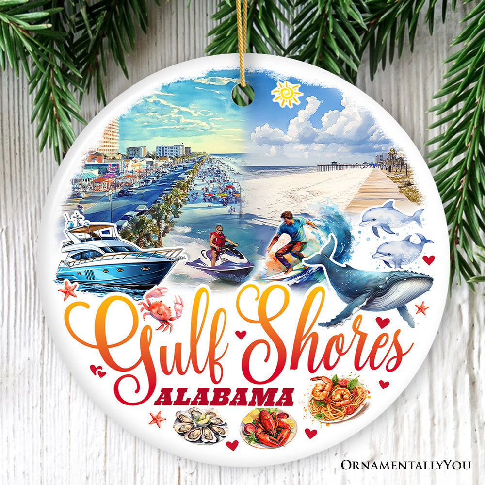 Gulf Shores Christmas Ornament, Alabama's Coastal Souvenir and Tree Decor