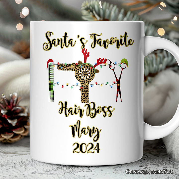 Personalized Mug Hairdresser Buffalo Plaid Christmas