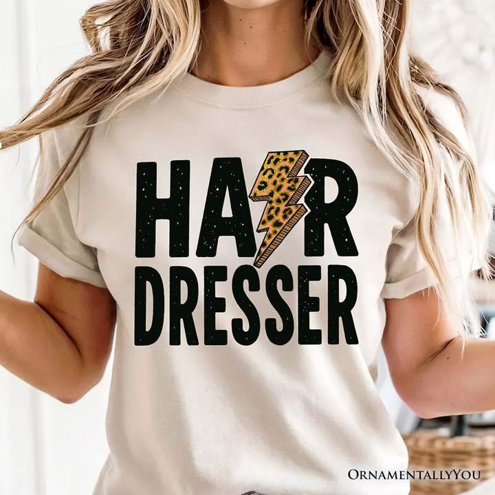 Hairdresser Leopard Lightning T-Shirt, Retro Stylist Tee