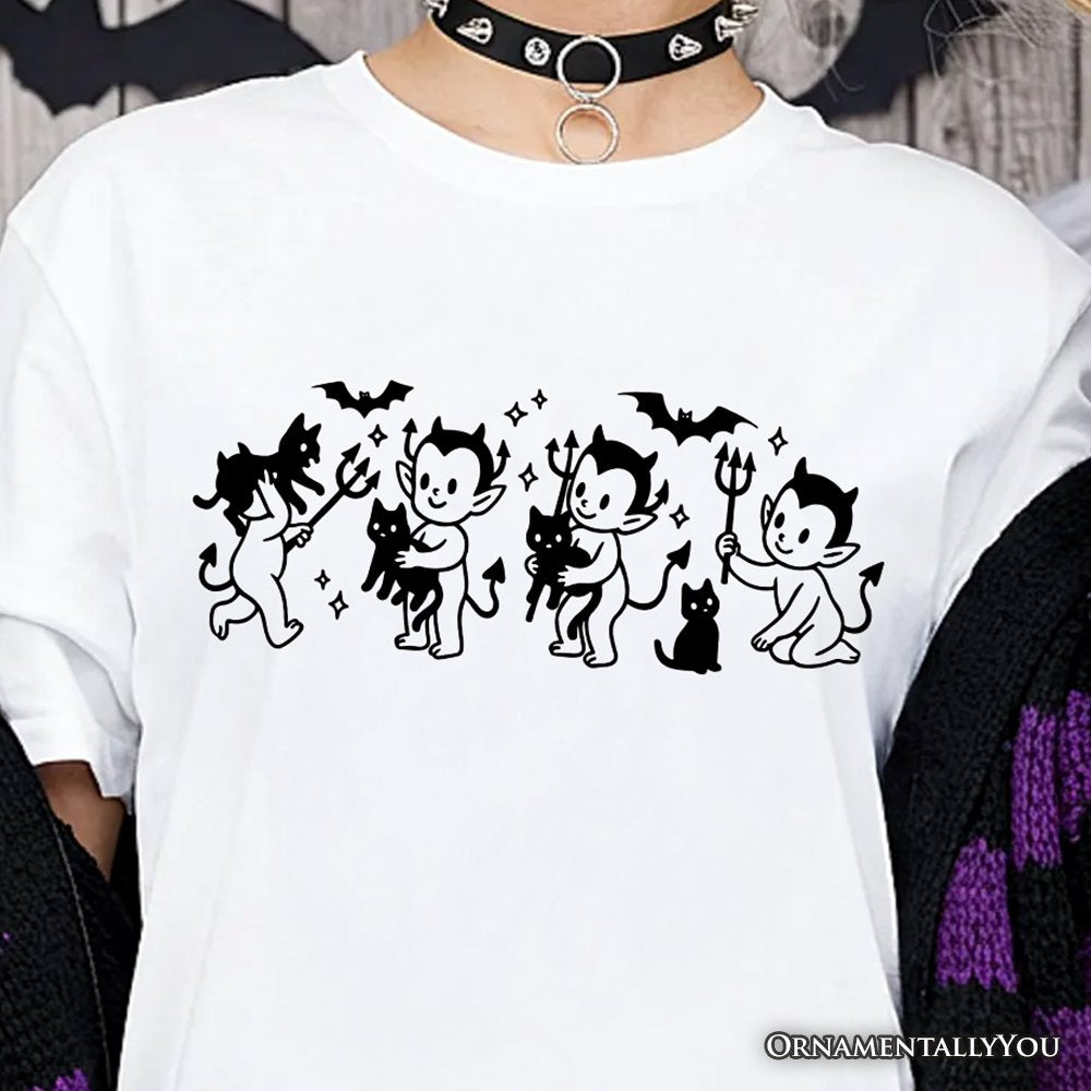 Halloween Devils and Cats T-Shirt, Spooky Season Tee T-Shirts OrnamentallyYou 