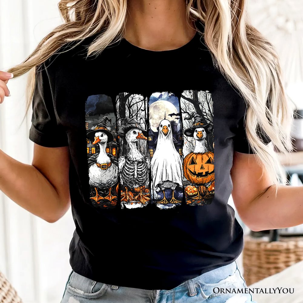 Halloween Goose in Costume T-Shirt, Spooky Fall Geese Tee for Bird Enjoyers T-Shirts OrnamentallyYou 