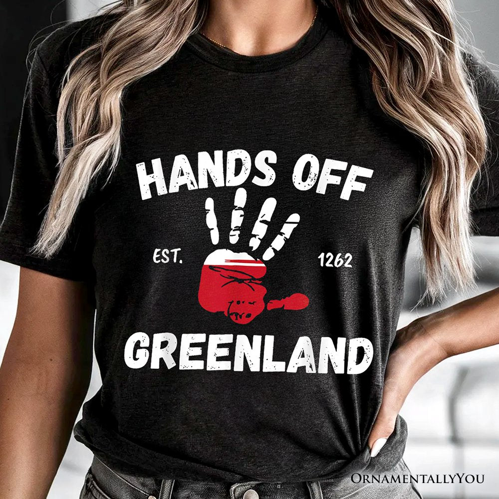 Hands Off Greenland T-Shirt OrnamentallyYou Black XS 