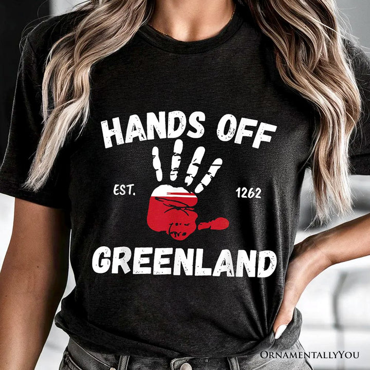 Hands Off Greenland T-Shirt OrnamentallyYou Black XS 