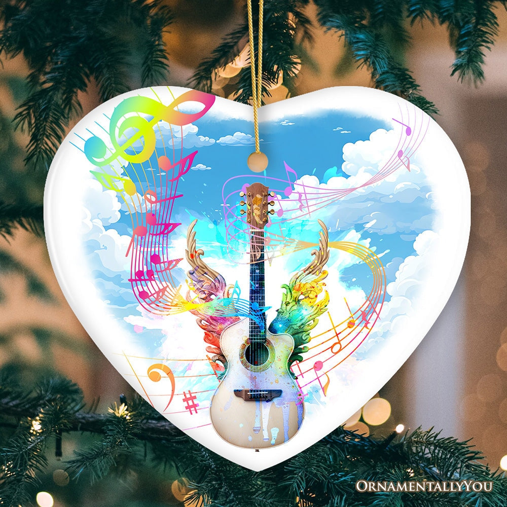 Harmonious Music from a Guitar Ornament, Colorful and Musical Souvenir, Musician Gift Ceramic Ornament OrnamentallyYou 