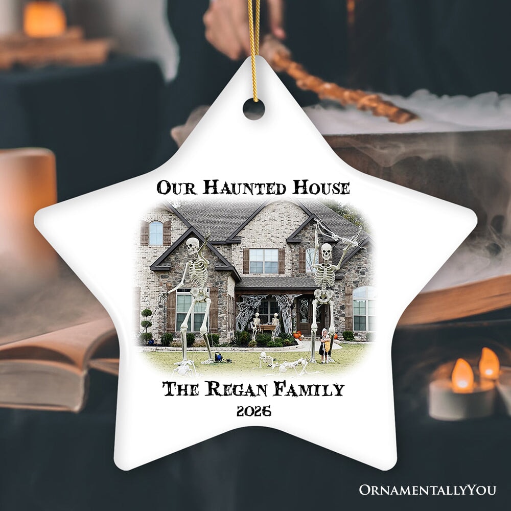 Haunted House Photograph Custom Tree Halloween Ornament Ceramic Ornament OrnamentallyYou Star 