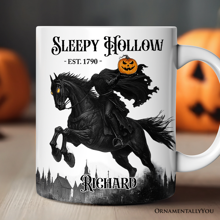 Headless Horseman Spooky Halloween Personalized Mug, The Legend of Sleepy Hollow Gift With Custom Name