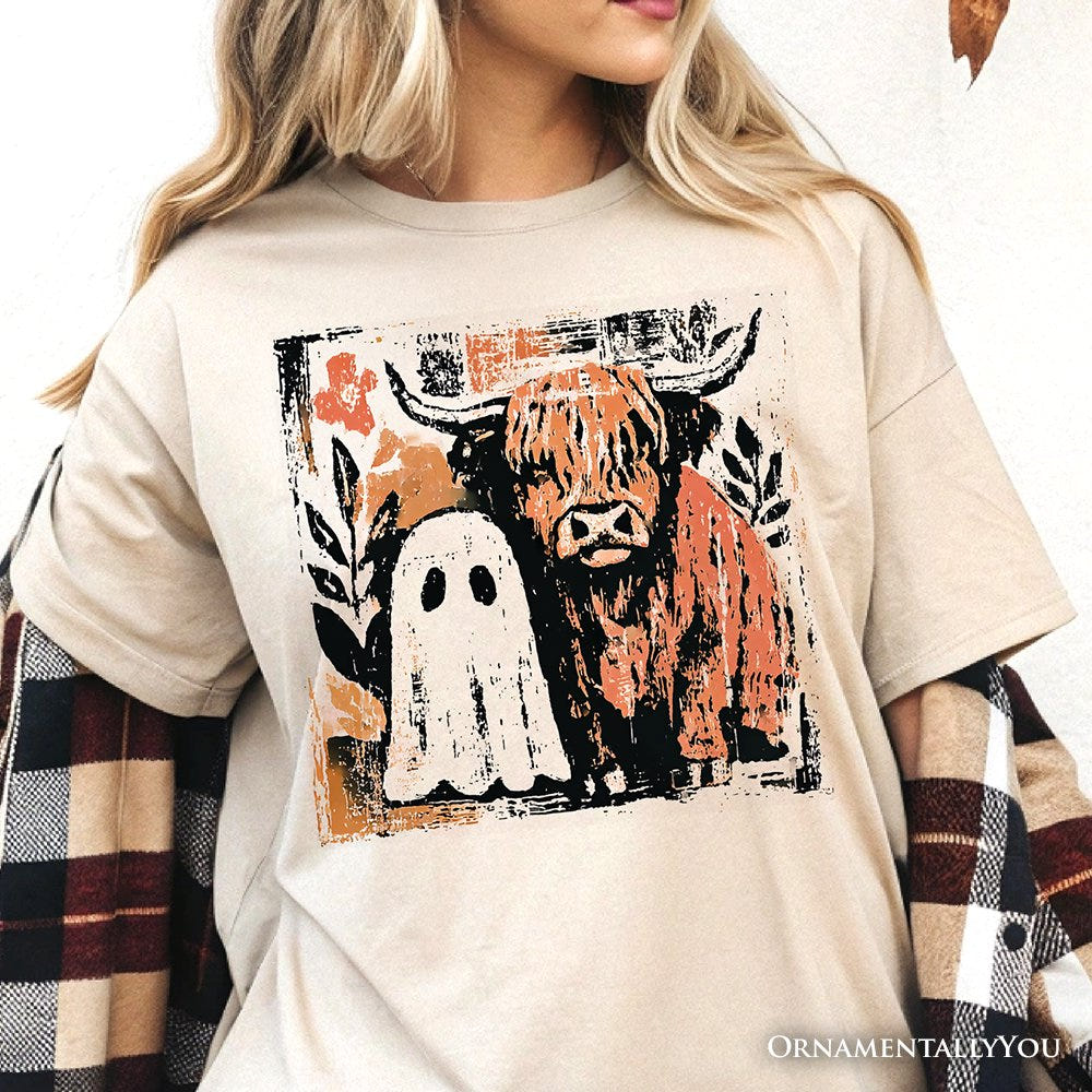 Highland Cow Ghost Fall T-Shirt, Spooky Season Halloween Tee T-Shirts OrnamentallyYou 