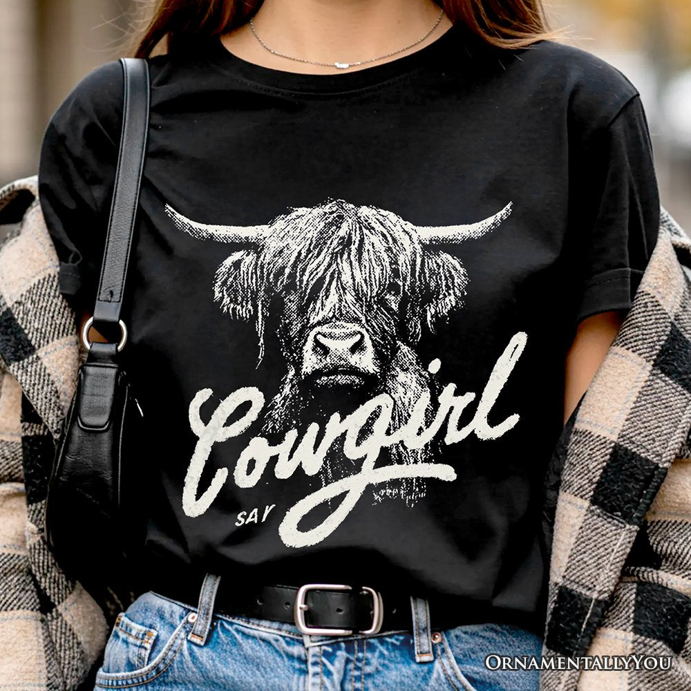 Highland Cow Vintage Cowgirl T-Shirt, Western Country Tee For Women T-Shirts OrnamentallyYou 