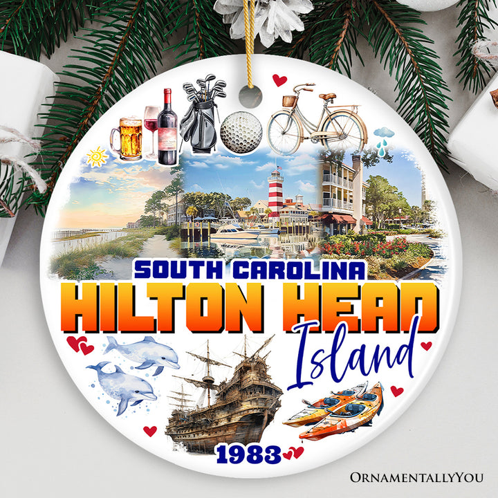 Hilton Head Island Christmas Ornament, South Carolina Coastal Resort Decoration