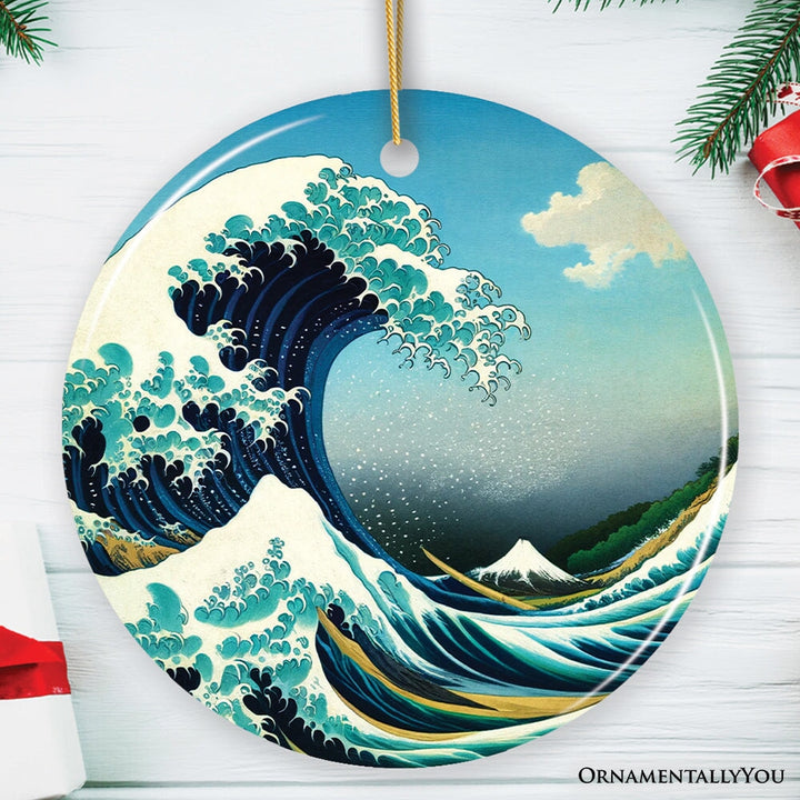 Hokusai The Great Wave off Kanagawa Ceramic Ornament, Famous Painting Souvenir And Decor Ceramic Ornament OrnamentallyYou Circle 