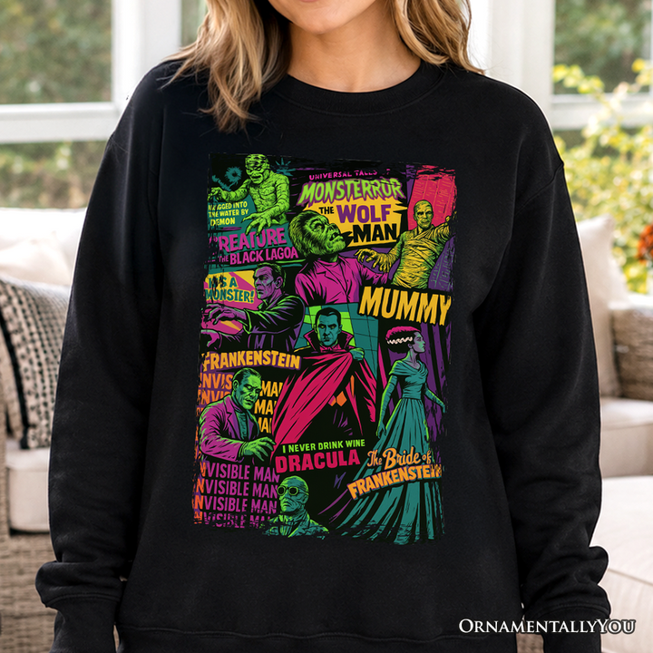Horror Comic Classic Monsters Sweatshirt, Vintage Scary Halloween Sweater