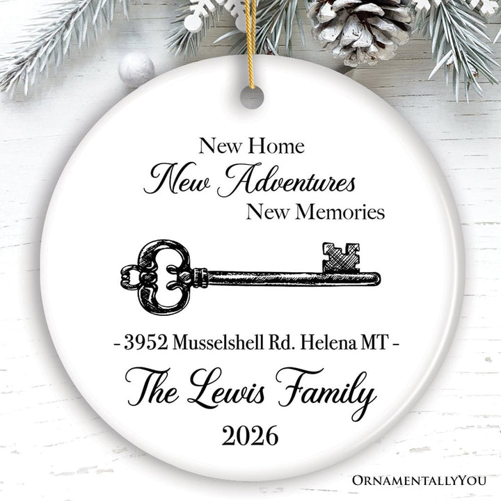 Housewarming Personalized Ornament, New Home New Memories Custom Christmas Keepsake Gift Ceramic Ornament OrnamentallyYou Circle 