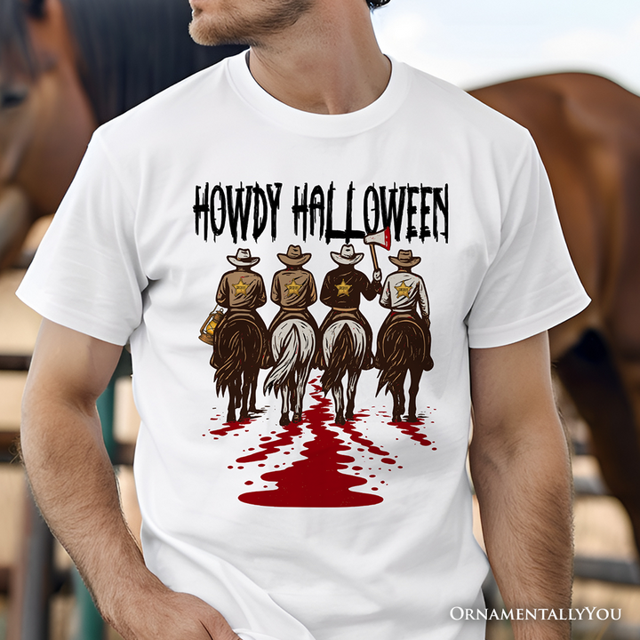 Howdy Halloween Cowboy Men T-Shirt, Sheriff Western Riders Spooky Tee
