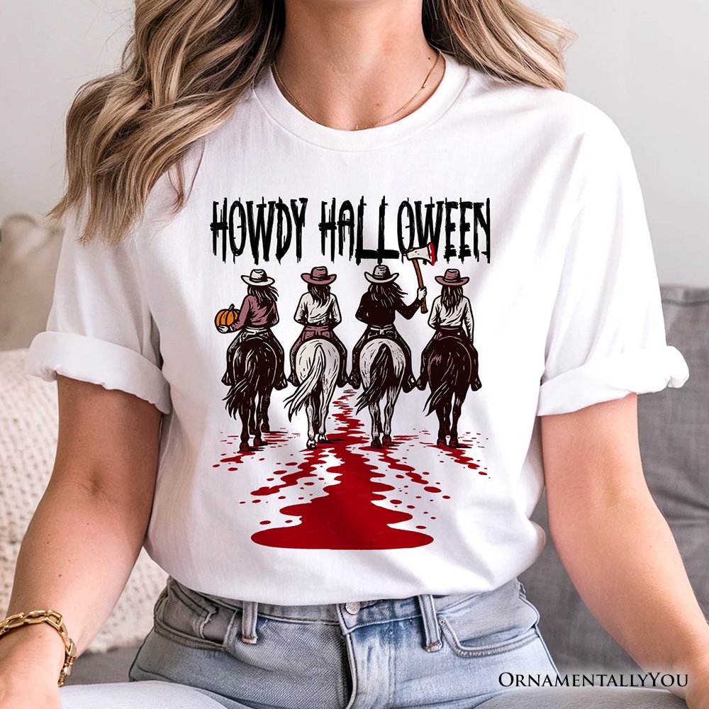 Howdy Halloween Cowgirl Women T-Shirt, Empowered Western Spooky Tee T-Shirts OrnamentallyYou 