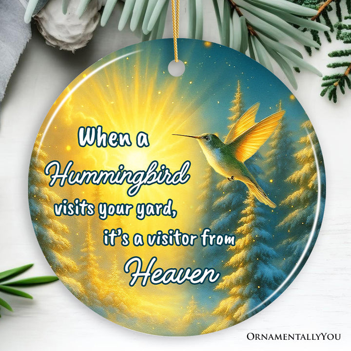 Hummingbird Visitor from Heaven Ornament, Sentimental Memorial Christmas Gift and Remembrance Keepsake