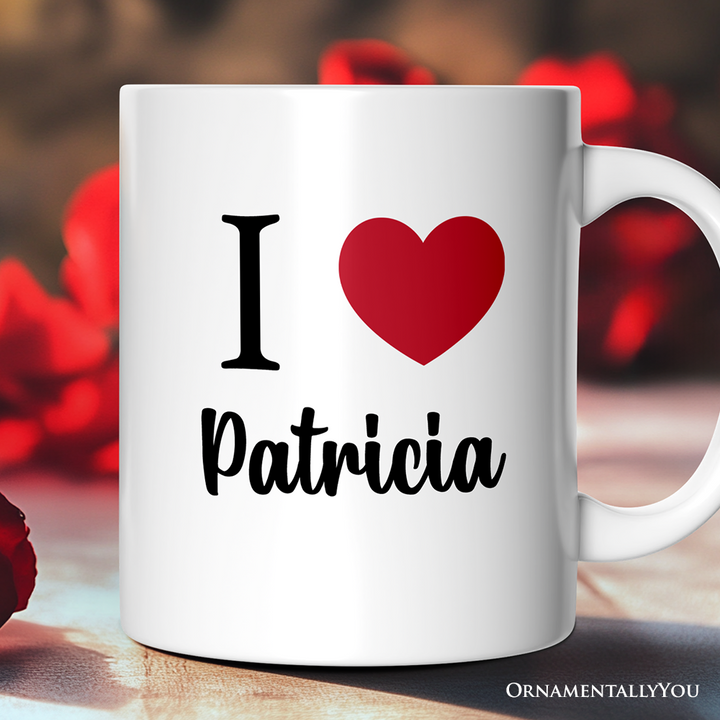 I Love You Personalized Mug, Romantic I Heart You Gift With Custom Name